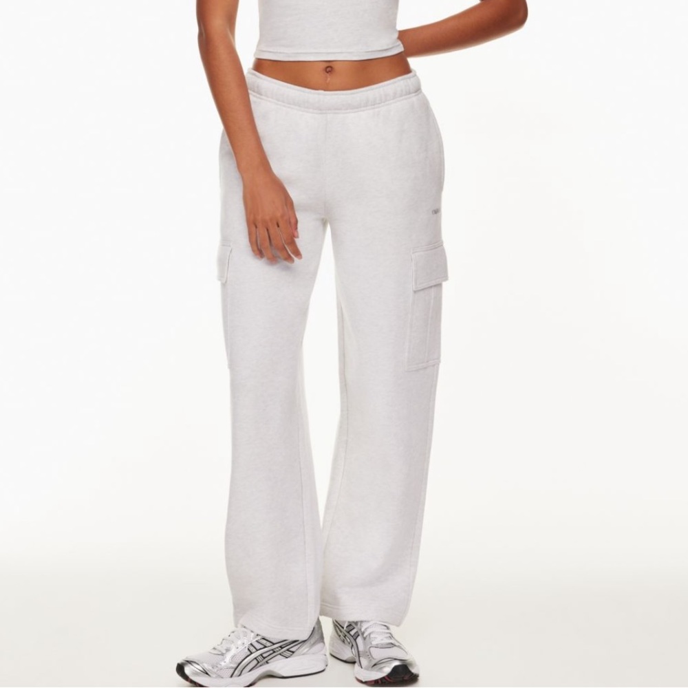 TNA Cozy Fleece Mega Wide Cargo Sweatpant Heather Cloud White
